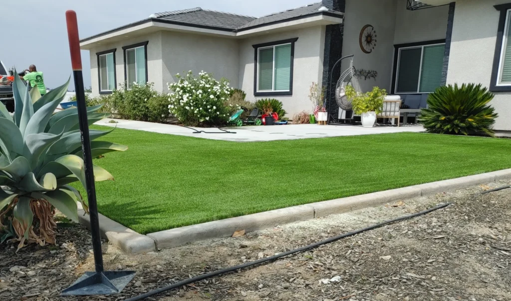 Synthetic Grass Techs, Hydro Flow 98 Lime, Artificial Grass front yard installation, Menifee CA.