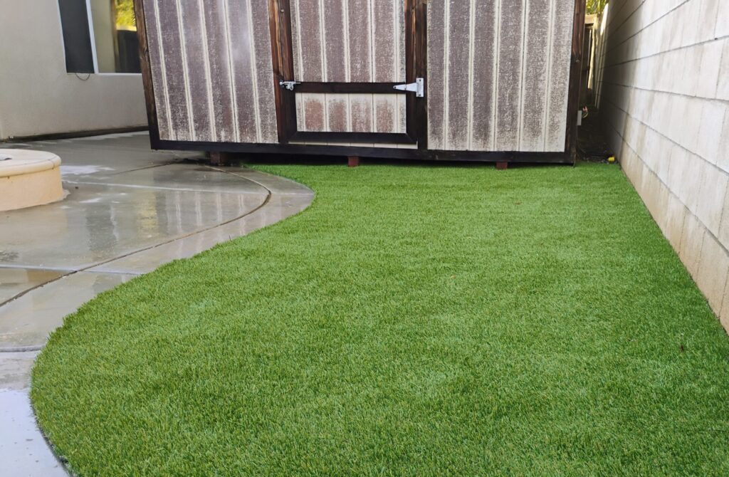 Synthetic Grass Techs, Hydro Flow 75 Olive, Artificial Grass back yard installation, Menifee CA.