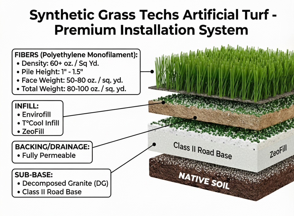 Layers of artificial grass installation system